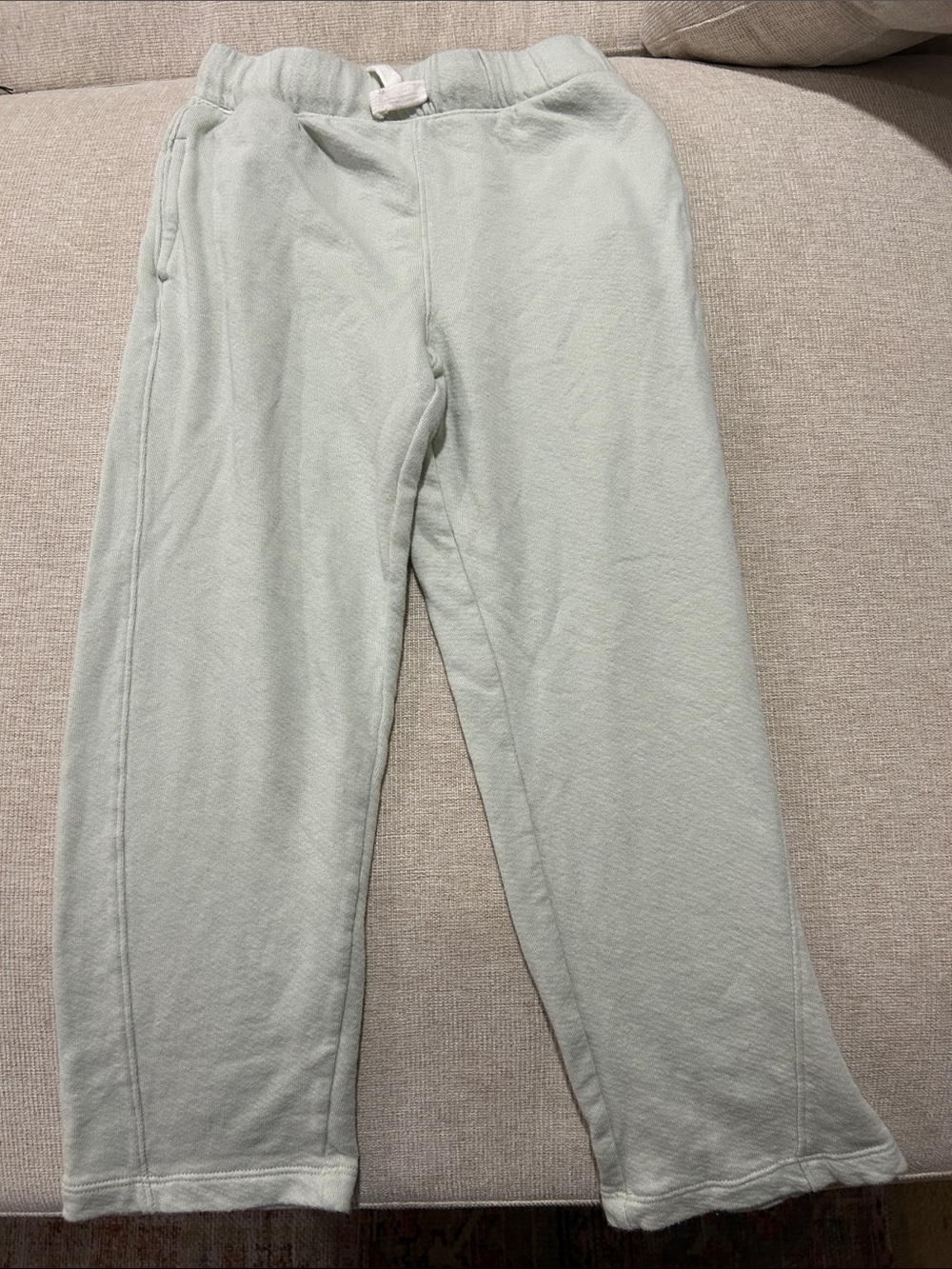 Kids Light Mint Green Sweat Joggers with Elastic Waist